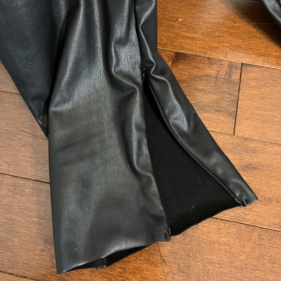 Shinestar Black Faux Leather Pants with Zipper Hem, Size L - Picture 4 of 6